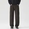 Nueva ropa de otoño e invierno para hombre, pantalones casuales rectos de lana estilo 'old money' de lujo ligero, pantalones versátiles holgados de moda simples para hombre