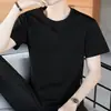 Camiseta Masculina de Manga Curta Verão Slim Fit Resistente ao Desgaste e a Manchas Seda de Gelo Cor Sólida Simples Secagem Rápida Gola Redonda Toque Gelado Tendência Camiseta