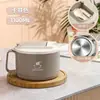 Temporada de Regreso a Clases Tazón para Ramen Instantáneo de Acero Inoxidable 304 Estilo Japonés con Drenaje, Gran Capacidad, Asa y Tapa, Lonchera