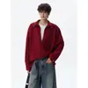 Camisa de Manga Larga con Hebilla Metálica y Parches Falsa de Dos Piezas para Hombre Otoño Talla Grande Moderna Holgada Rebelde Fresca Top Pulóver