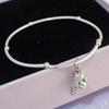 Pulsera de plata de ley S925 con diseño de gato, ideal para novias, estilo retro tailandés, 243DZ