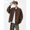 Jaqueta baseball americana, estilo high-street, cool e ousada, jaqueta de couro tie-dye para homens, nova coleção 2026, design moderno, peça de outer wear solta e casual