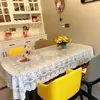 Mantel de encaje retro color hueso estilo ins para mesa de café, mesita de noche de alta gama, lavadora, refrigerador, paño rectangular antipolvo