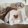 2025 Nova Moletom de Veludo Infantil Inverno Nova Roupa Íntima de Desenho Animado para Meninos e Meninas Estilo Coreano Gola Redonda Top Tendência