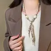 Colar Scarf de Seda Estampado Retro Estampa de Leopardo Maillard Feminino 2025 Novo Acessórios de Corrente para Clavícula de Luxo Acessível Tendência