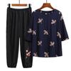Roupas de primavera e verão da mãe tamanho grande algodão solto e terno de linho mulheres de meia-idade e idosos camiseta de manga média bordada avó idosa top