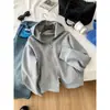Otoño 2026 380g Peso Alto Doble Cremallera Chaqueta de Malla para Mujer Primavera y Otoño Holgada Casual Cárdigan con Capucha