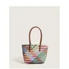 Bolso Nuevo de Paja Tejida de Verano, Estilo Vacacional, Moderno, Sencillo, de Nicho, Retro, Bolso de Mano Versátil, Bolso de Hombro Tejido