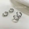 Pendientes de Plata de Ley S925 Su Chuang con Diseño de Margarita Retro Envejecida para Niñas, Personalidad, Flor, Dulce Diseño, Pendientes de Plata Tailandesa
