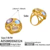 Anillo de Piedra de Cristal Ojo de Gato Exagerado Acero Inoxidable Chapado en Oro de 18K Geométrico Lujo Ligero Colorido Elegante Anillo para Mujer