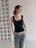 Camisola cuadrada única y exquisita para mujer, estilo de verano de alta gama, corte ajustado, adecuada para usar como prenda exterior, top sin mangas