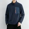 Jaqueta corta-vento masculina de fleece com gola alta, quente, respirável, confortável, jaqueta moletom cardigã casual esportiva