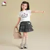 Conjunto de Dos Piezas para Niña Verano 2026 Nuevo Elegante Retro Suave Lindo Camiseta y Falda Corta a Cuadros