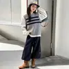Conjunto de Otoño para Niñas 2026 Nueva Moda Estilo Coreano Chaleco Rayado y Pantalones de Pierna Ancha Conjunto de Tres Piezas para Niños Mayores