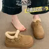 Zapatos de Mujer estilo Birkenstock de Piel de Vaca de Cobertura Total con Suela Gruesa, Forrados de Felpa y Engrosados para Calidez, Zapatos de Algodón Peludos de Caña Alta, Botas de Nieve de Lana
