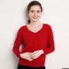 Suéter de Lana Frontline Garment para Mujer con Cuello en V, Jersey Holgado de Manga Larga y Color Sólido, Camiseta Base 100% Lana