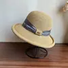 Sombrero de Paja para Mujer, Nuevo Estilo Verano 2026, Sombrero de Sol Estilo Francés con Ala Enrollada, Sombrero de Sol con Logo Metálico, Sombrero de Pescador, Sombrero Fresco