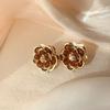 Pendientes románticos de camelia de cristal de estilo petty sueño puro deseo puro pendientes mujer hermosos pendientes estilo dama