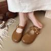 Direto da fábrica primavera e verão novos sapatos Mary Jane planos de bico redondo simples fivela de couro macio que combinam com tudo sapatos femininos