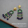 Jinxinyu Colgante Verde Pacífico Pendientes de Esmalte y Lapislázuli y Conjunto de Collar Estilo Libro Joyería Vintage Regreso a la Fuente