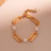 Cadena Bañada en Oro Real de 18K Pulsera de Perlas de Agua Dulce Pulsera de Moda Transfronteriza Europea y Americana Joyería de Mano Retro de Alta Gama para Mujeres