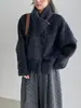 Abrigo de Lana Doble Cara Estilo Coreano, Suave y Elegante, con Bufanda para Mujer, Sensación de Alta Gama, Abrigo de Lana Petite A610