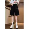 Shorts Esportivos de Cintura Alta para Mulheres Plus Size Branco Cinza Calças de Cinco Pontos Verão Americano Solto Casual Calças de Corrida