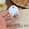 Brincos de Flor de Resina com Zircônia Estilo Coreano Super Feérico, Brincos de Nicho Doces e Versáteis, Luxo Leve, Brincos Simples e Sofisticados para Mulheres