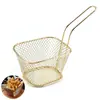 Cesta de freír para patatas fritas de acero inoxidable transfronteriza Cesta para snacks de comida occidental Cesta de malla frita Cesta con soporte para escurrir a prueba de aceite