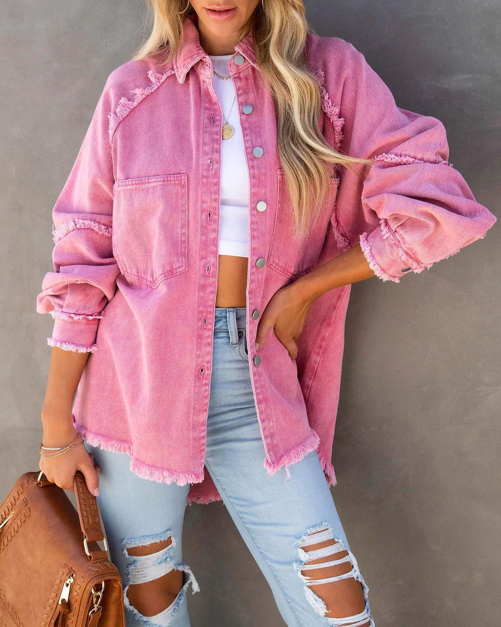 albertacottonfrayedshacketpink