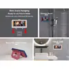 Caja impermeable para teléfono móvil de pared para baño, sin perforaciones, sellada, pantalla táctil, antivaho, soporte para funda de teléfono móvil se puede usar