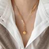 Sin decoloración sentido de mendicidad de alto nivel bola dorada pequeña esmerilada moda versátil temperamento collar cadena de clavícula para mujer cadena de cuello verano