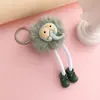 Chaveiro Criativo Fofo de Elefante Pingente de Bolsa com Bola de Pelo Bola de Pelo Sintético de Visão Falsa Chaveiro de Carro Pequeno Presente Atacado