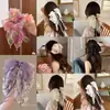 Pinza de pelo con forma de lazo floral para coleta, estilo francés, para mujer, elegante y exquisita, pinza de tiburón de agarre medio para la parte trasera de la cabeza, accesorio para el cabello