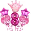 Set de Globos Digitales de Corona Transfronterizos en Varias Formas para Decoración Temática de Fiesta de Primer Cumpleaños Infantil Globos de Papel de Aluminio