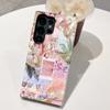 Capa de Celular Samsung S26+ Estilo Férias Colagem Rosa Doce Litoral com Conchas de Praia e uma Vibe Menina Capa Dura