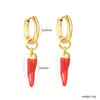 Pendientes de Estilo Europeo y Americano, Exquisitos y Únicos Pendientes de Acero Inoxidable con Goteo de Aceite en Forma de Corazón Rojo y Hongo, Pinzas para Orejas de Diseño de Nicho al por Mayor