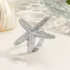 Anillo de Estrella de Mar Exagerado Más Vendido en Europa y América, Serie Océano Playa, Estilo Vacacional, Anillo Ajustable de Estrella de Mar Personalizado y Versátil