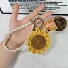 Llavero Colgante de Girasol Colgante Regalo del Día del Maestro DIY Acrílico Tejido a Mano Regalo para Maestro