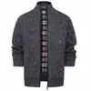Comércio Exterior Transfronteiriço outono e inverno 2026 suéter de tricô de lã grossa com gola alta masculino cardigã casual moderno de corte justo