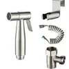 Set de Pistola de Rociado de Acero Inoxidable, Gancho para Tubería de Ducha, Base Perforada, Válvula de Ángulo con una Entrada y Dos Salidas, Manguera de Resorte para Inodoro, Salida Dual de Agua