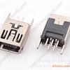 Conector hembra mini USB 5P con interfaz USB, pie doblado vertical de 180 grados, directo de fábrica