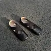 139-188 Zapatos de Ballet de Nuevo Estilo Primavera para Mujer, Zapatos Planos Versátiles con Correa Cruzada de Piel de Vaca para el Trabajo