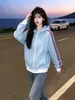 Cárdigan Sudadera con Capucha de Bloques de Color Waffle Popular de Moda Ropa Exterior para Pareja Nueva Blusa Casual de Otoño Invierno para Mujer