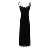 Vestido de terciopelo con tirantes de encaje negro y carta de amor de Islandia, elegante vestido ajustado para mujer.