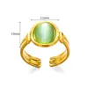 Anillo Vintage de Acero Inoxidable de Lujo Ligero con Incrustación de Piedra Natural, Anillo Chapado en Oro de 18 Quilates, Joyería Vintage Francesa Elegante al por Mayor