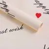 Papel para envolver ramos de flores, papel de regalo, materiales florales para manualidades, texto en inglés con forma de corazón, papel de regalo para fiestas