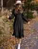 2023 Europeo y Americano transfronterizo ins Amazon nuevo primavera y verano temperamento retro plisado color sólido cuello redondo vestido femenino