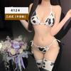 Lencería Sexy Cos Vaca Bikini Sexy de Tres Puntos con Bragas Encaje con Cordones Talla Grande Transfronterizo 4124