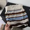 Nuevo top de punto sin mangas con cuello redondo de moda estilo coreano para mujer, holgado y estiliza la figura, top versátil con mangas abullonadas